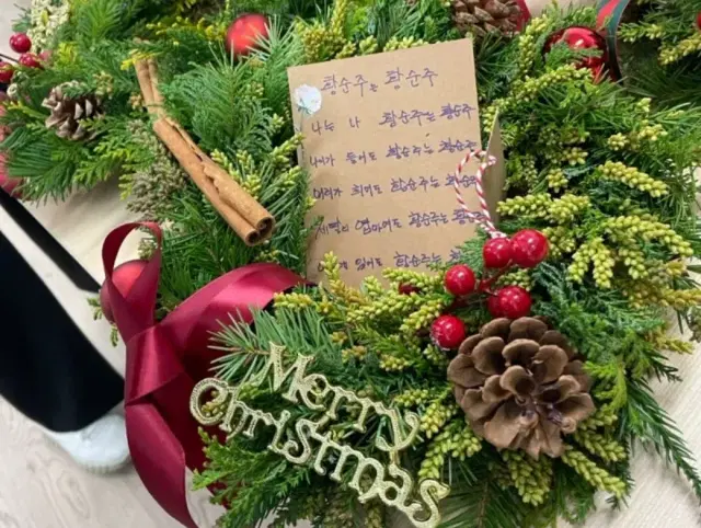 크리스마스 생화 리스